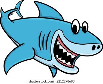 Funny cute shark illustration. Happy shark illustration