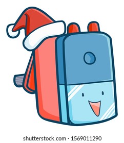 Funny and cute sharpener laughing and wearing Santa's hat for christmas