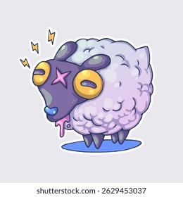 Funny cute sheep. Cartoon vector character. Trendy style. Vector illustration.