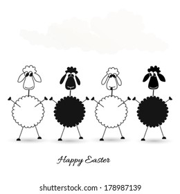  Funny cute sheep. Happy easter 