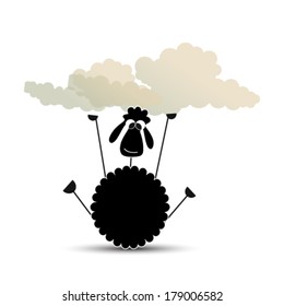  Funny cute sheep. Happy easter 