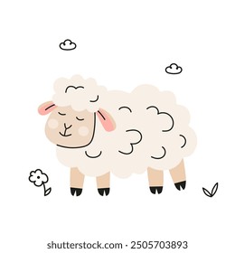 Funny cute sheep vector illustration