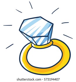 Funny and cute shining diamond ring - vector.