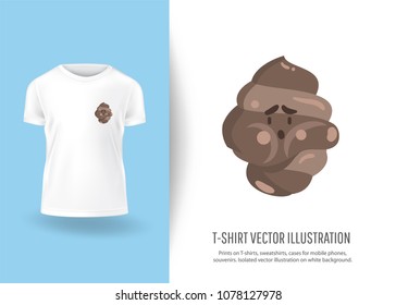 Funny cute shit. Prints on T-shirts, sweatshirts, cases for  phones, souvenirs. Isolated vector illustration on white background.