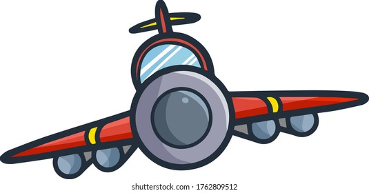 Funny and cute simple airplane from frontal view