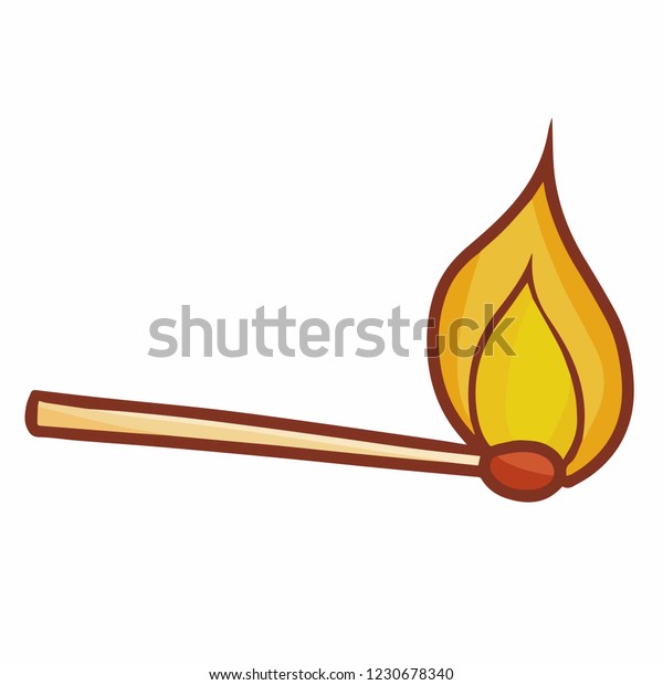 Funny Cute Single Matches Fire Vector Stock Vector (royalty Free 