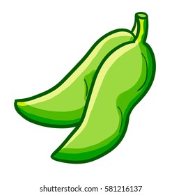Funny and cute small bitter bean ready to eat or cooked - vector.