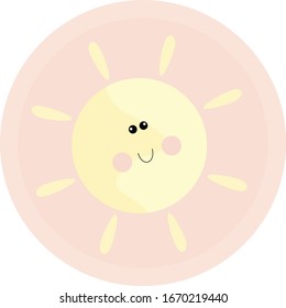 
Funny Cute Smiley Sonne. Alles Gute für Ihr Design. Heller und schöner Cartoon-Charakter.
Vektorillustration-Illustration für Kinder, isoliertes Design-Element.