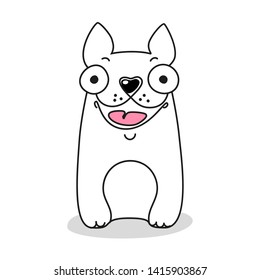 Funny cute smiling dog. Isolated on white background. Design template for advertising, print, posters, stickers for dogs, pets, favorite animals.