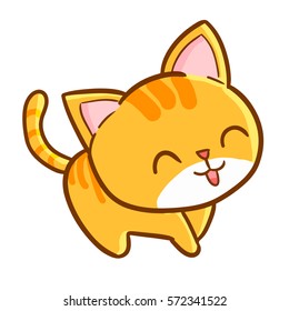Funny and cute smiling orange cat - vector.