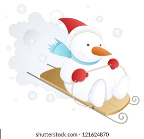 Funny and Cute Snowman - Christmas Vector Illustration