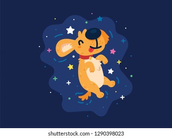 Funny and cute space dog. Vector and Layered EPS10 file