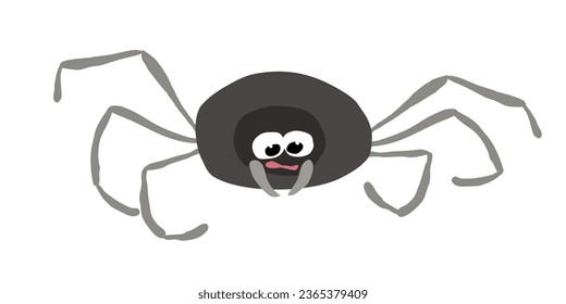 Funny cute spider icon isolated on white background. Halloween spider. Animal character for elements of designs Halloween party. Vector illustration of cartoon character in flat style