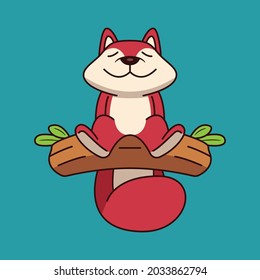 Funny cute squirrel animal character expression with nut. Childish print for t-shirt, apparel, sticker, cards and nursery decoration. Flat Vector Illustration