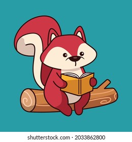 Funny cute squirrel animal character expression with nut. Childish print for t-shirt, apparel, sticker, cards and nursery decoration. Flat Vector Illustration