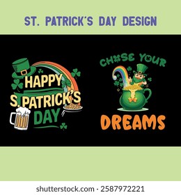 Funny and Cute St. Patrick's Day T Shirts Irish Day Lettering Lucky Vibes and Checkered Pattern Designs for Women and Men