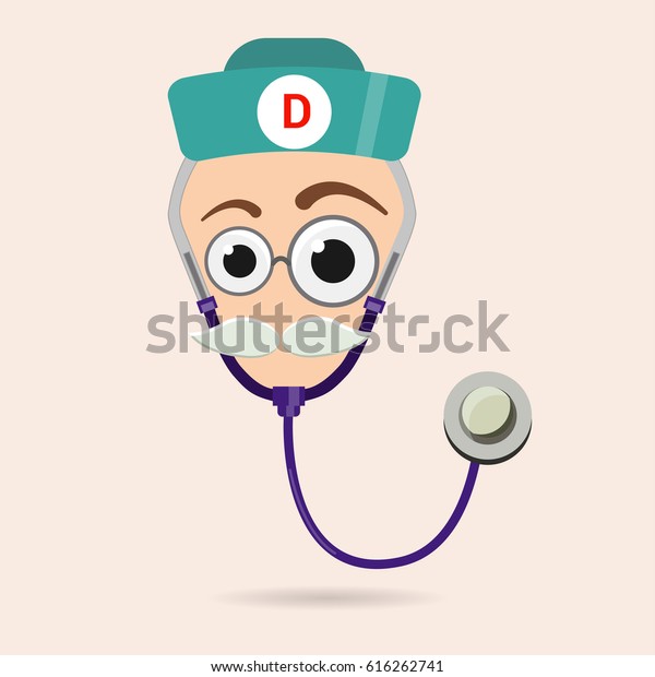 Funny Cute Stethoscope Illustration Flat Cartoon Stock Vector (Royalty