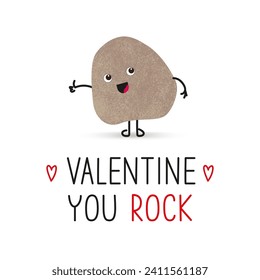 Funny cute stone and text Valentine you rock. Cool encouragement concept.