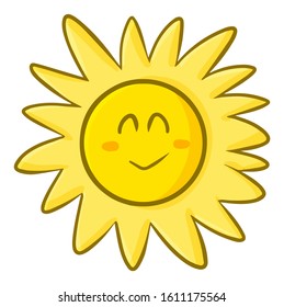Funny and cute sun smiling happily