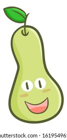 Funny and cute sweet pear character laughing happily