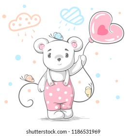 Funny, cute teddy bear - cartoon illustration. Vector eps 10