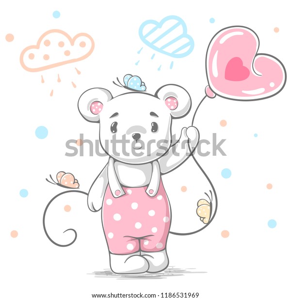 Funny Cute Teddy Bear Cartoon Illustration Stock Vector (Royalty Free ...