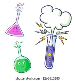  Funny and cute test tube set - vector.