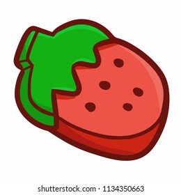 Funny and cute thick strawberry eraser - vector