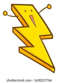 Funny and cute thunder character laughing happily