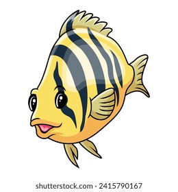 funny cute tiger fish cartoon