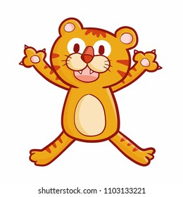 Funny and cute tiger laughing happily - vector.