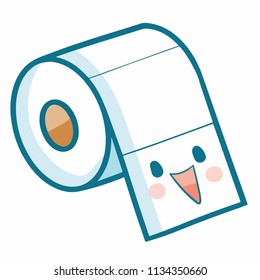 Funny and cute toilet tissue laughing - vector