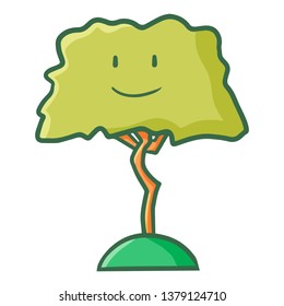 Funny and cute tree with smiling face