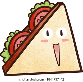 Funny and cute triangle sandwich character laughing happily