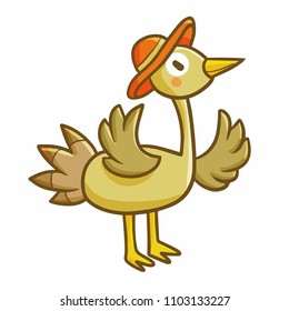 Funny and cute turkey wearing hat - vector.