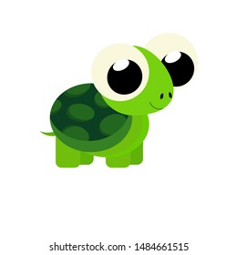 Funny cute turtle. Cartoon character. Flat vector stock illustration on white background