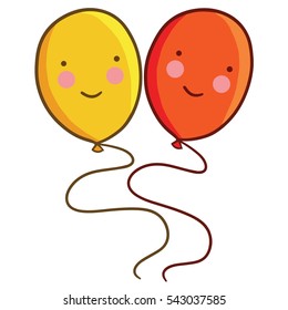 Funny and cute two smiling balloons cartoon - vector.