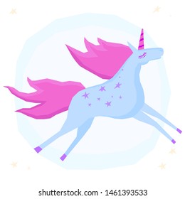Funny cute unicorn. Handmade little unicorn for design childish party advertising, kid bedroom wall, birthday gift card, bag print, school wallpaper, chaldish craft workshop poster etc. 