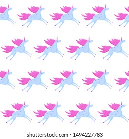 Funny cute unicorn. Handmade little unicorn for design school wallpaper, kids gift card, wrapping paper, nappy, bag print, textile etc. Childish seamless pattern.