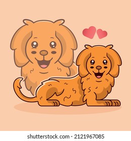 Funny Cute Valentine Yellow Dog Kawaii Doodles For Dogs Lover For Valentine. Dog Breeds - Types Of Dogs, Dog Supplies, Dog Products, and Accessories.