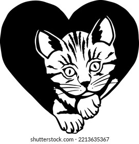 Funny cute vector line cats