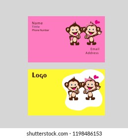 Funny cute vector marmoset illustration. Logo and emblem. Vintage style