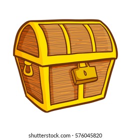 Funny and cute vintage treasure chest locked - vector.