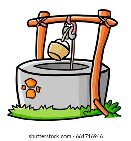 Funny and cute vintage well - vector.