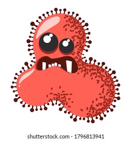 Funny and cute virus, bacteria, germ cartoon character. Microbe and pathogen microorganism isolated on white background.