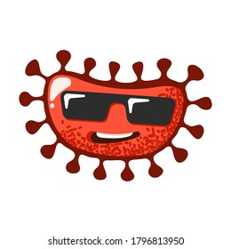 Funny and cute virus, bacteria, germ cartoon character. Microbe and pathogen microorganism isolated on white background.