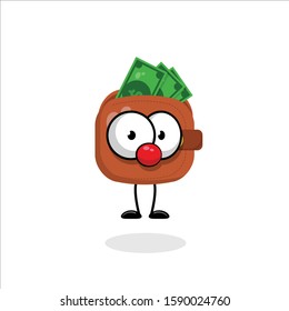 funny cute wallet with eyes in comic style. funny friends character concept. illustration for kids.cartoon style