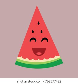 funny and cute watermelon slice vector design