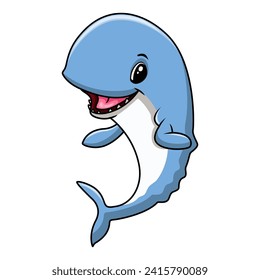 Funny cute whale cartoon a smile