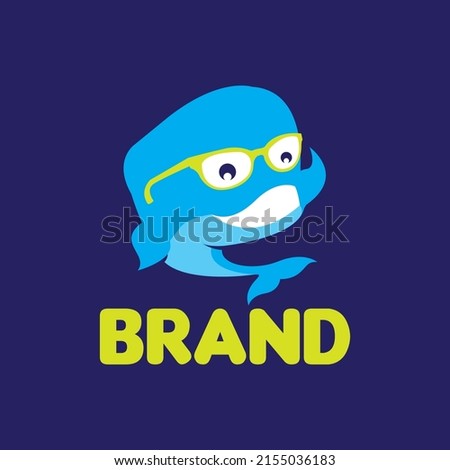 Funny and cute whale use eyeglasses, smart and cheerfull